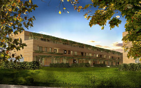 Reihenhaus von Matteo Thun und Griffner in der neuen ''City of Wood'' im bayerischen Bad Aibling.
